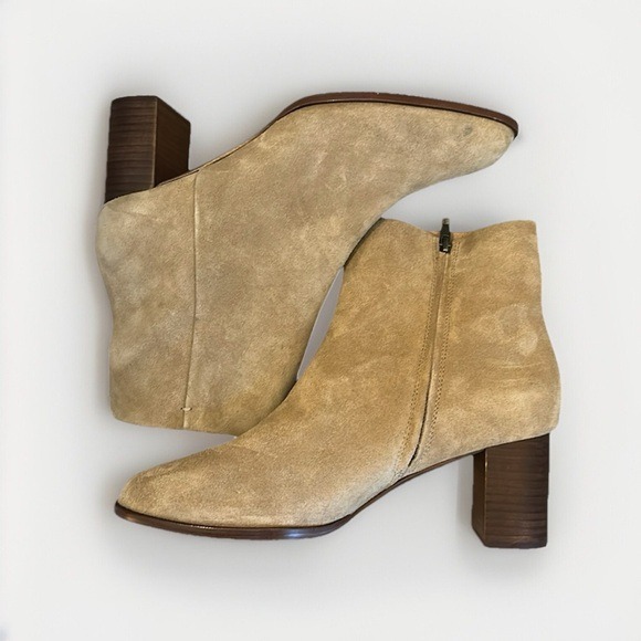 Madewell Women's Suede Ankle Boots, Side Zip, Stacked Heel, Neutral‎ Tan Size 12 - Picture 15 of 16